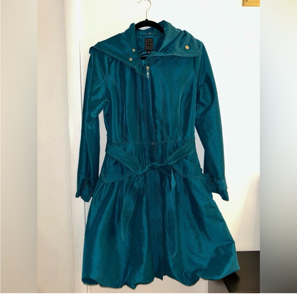 Due Per Due Teal Belted Trench Coat